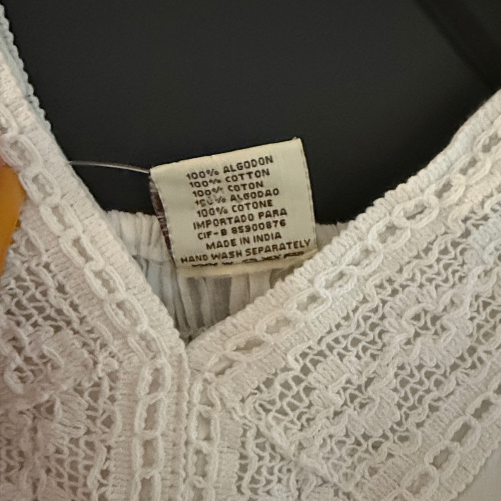 White Lace 100% Cotton Tiered Boho Sundress Made in India - Picture 4 of 8